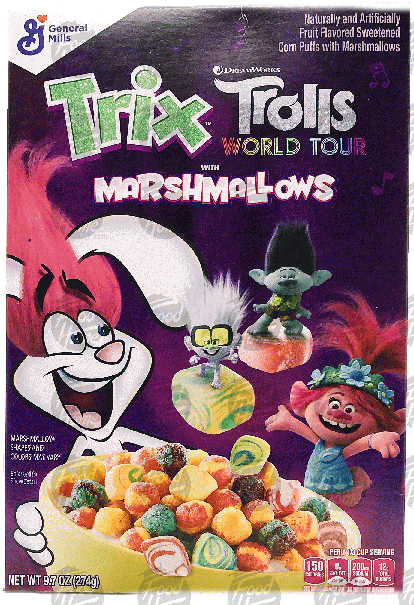 General Mills Trix Marshmallows fruit flavored, sweetened corn puffs with marshmallows, box Full-Size Picture